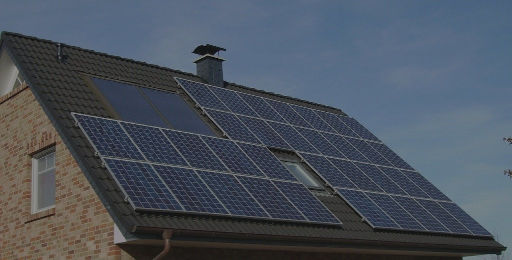 PV solar panels on the roof of a house